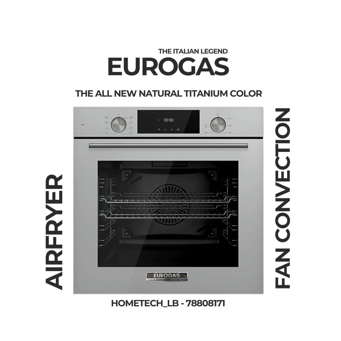 Eurogas incastre oven 60cm natural titanium