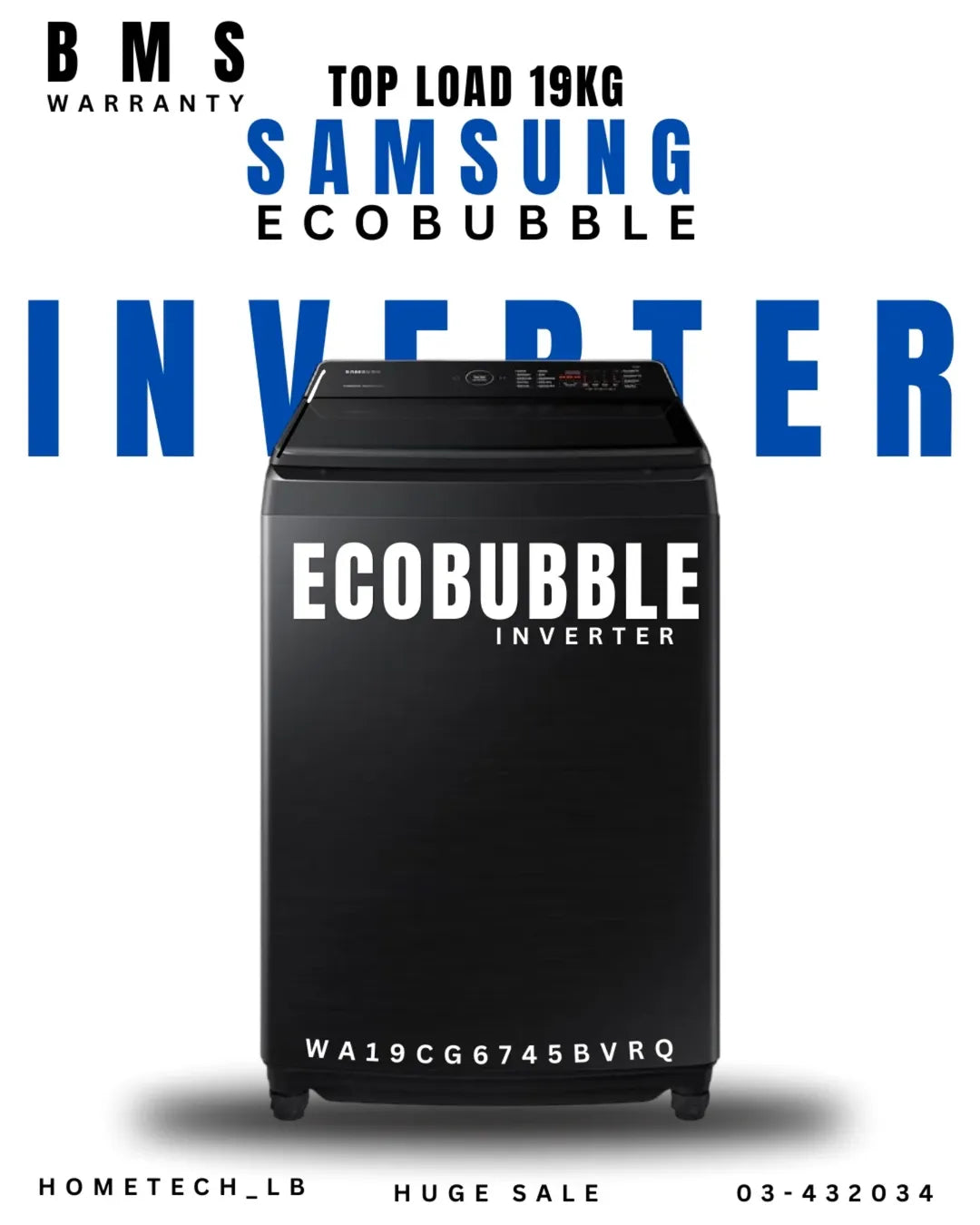 Samsung 19kg top load washer BLK