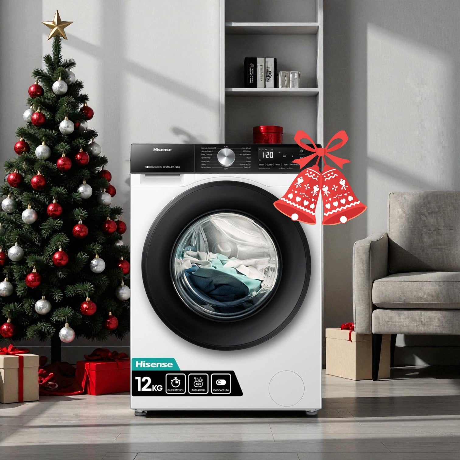 HIsense 12kg front load washer white WF3S243BW