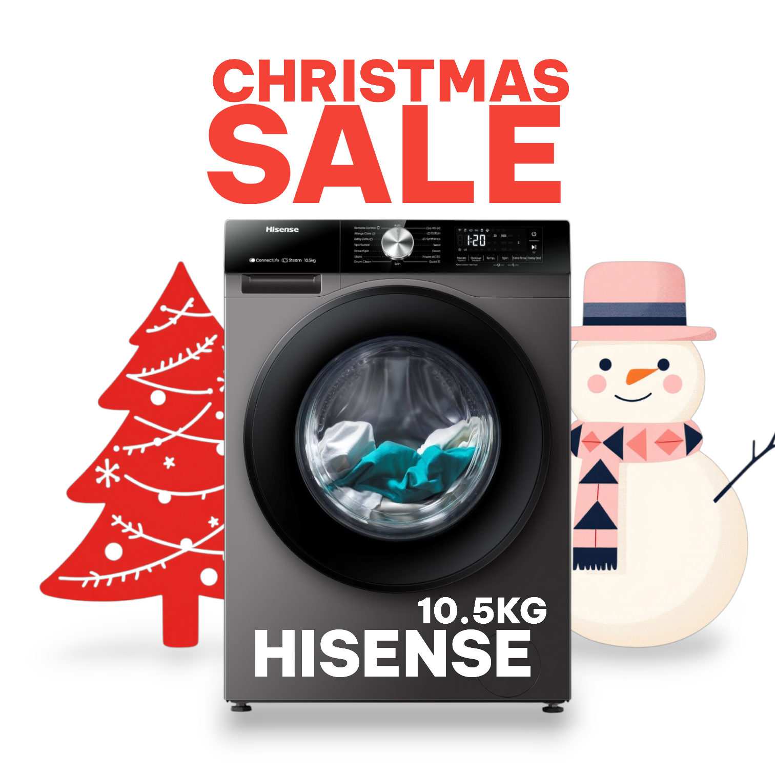 HIsense 10.5kg smart front washer silver