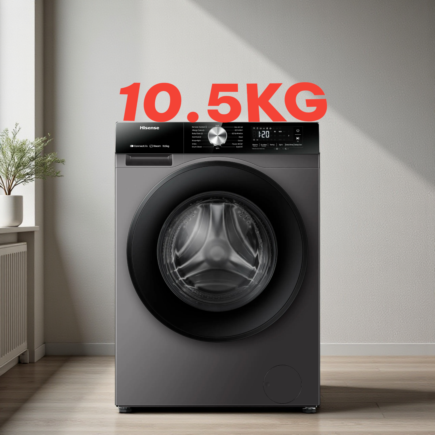 HIsense 10.5kg smart front washer silver