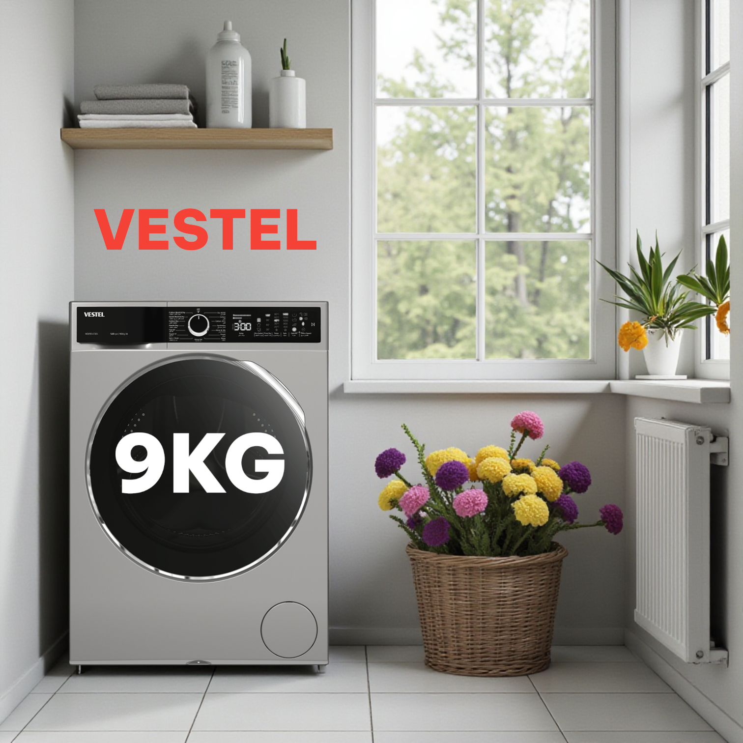 Vestel 9kg front washer silver