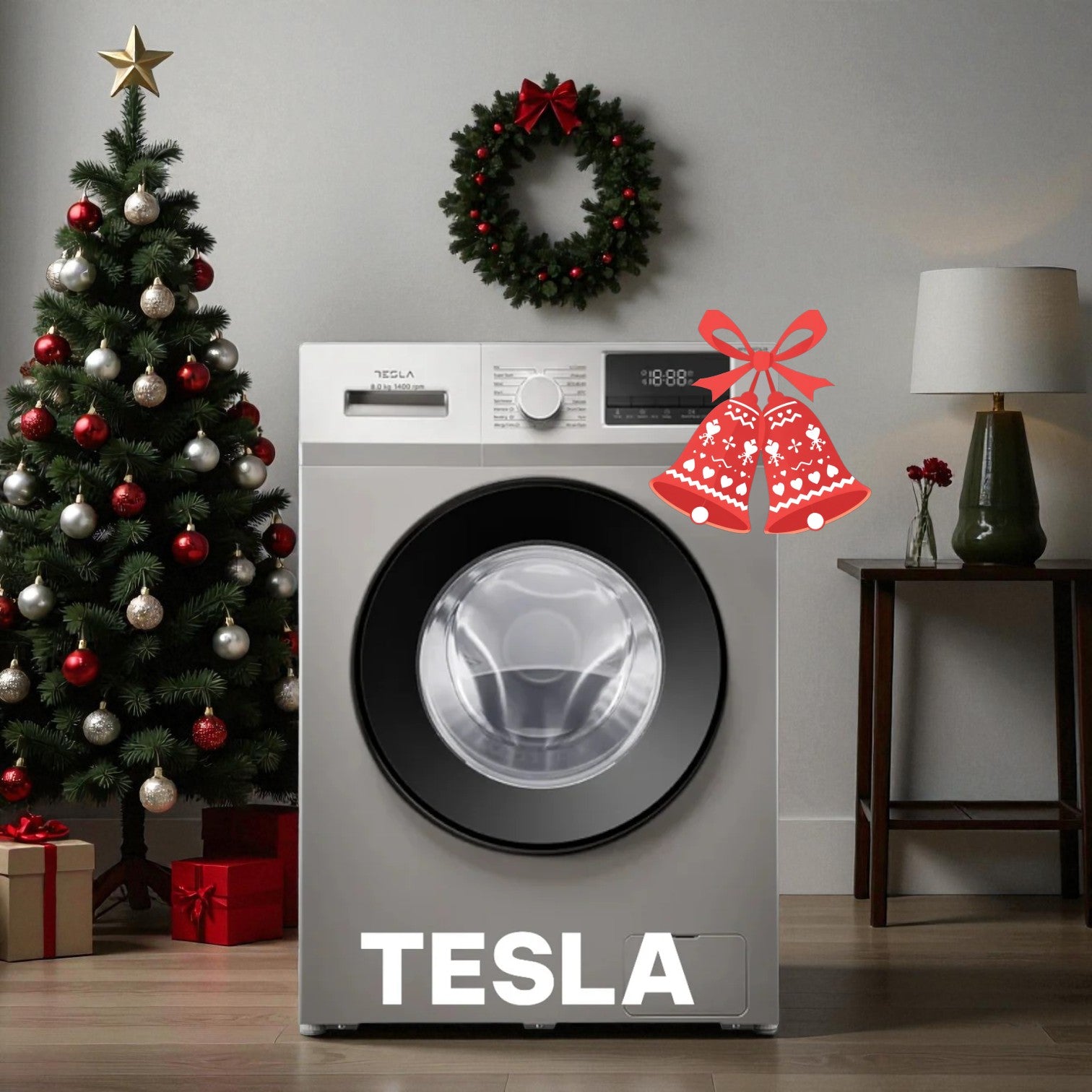 Tesla 8kg front washer silver