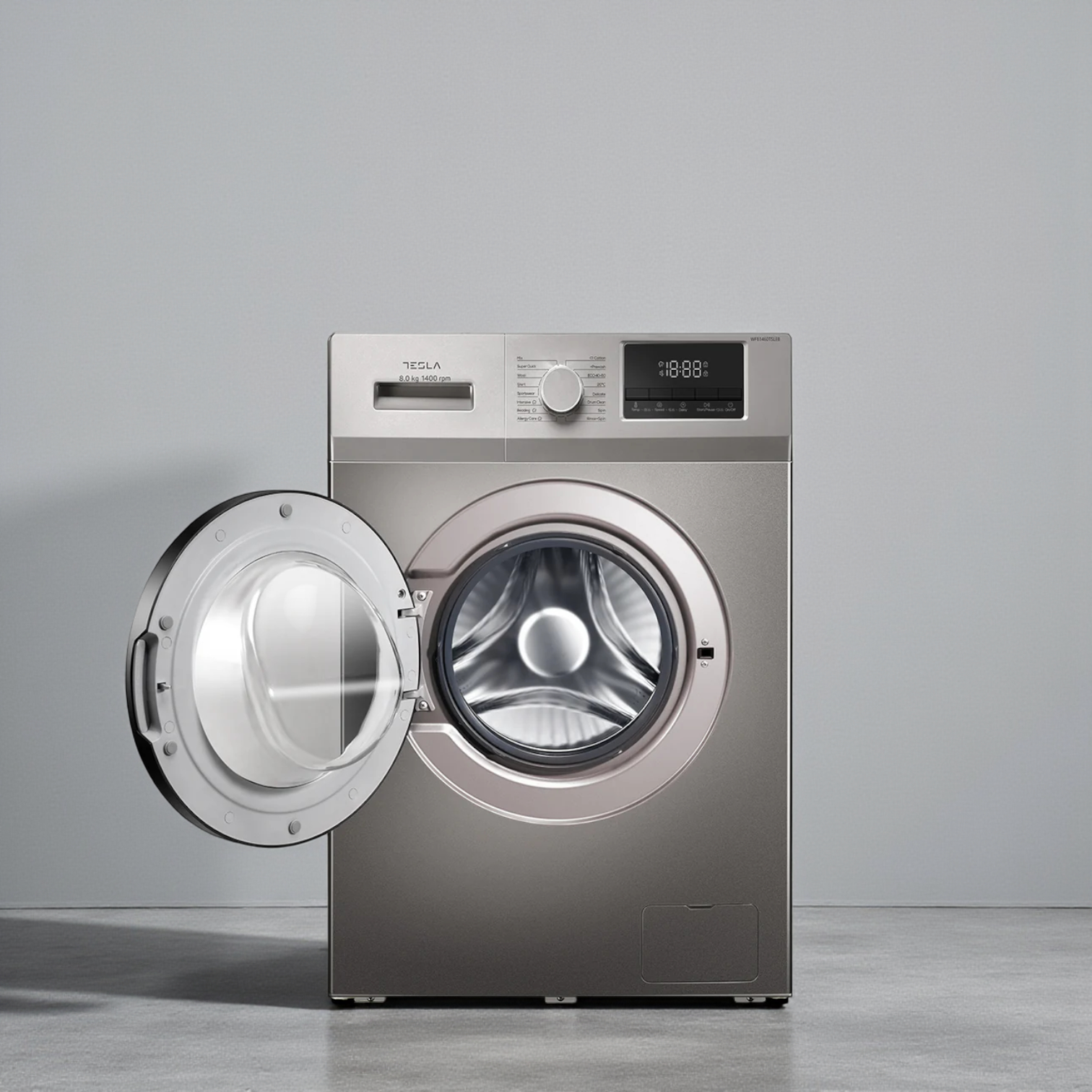 Tesla 8kg front washer silver
