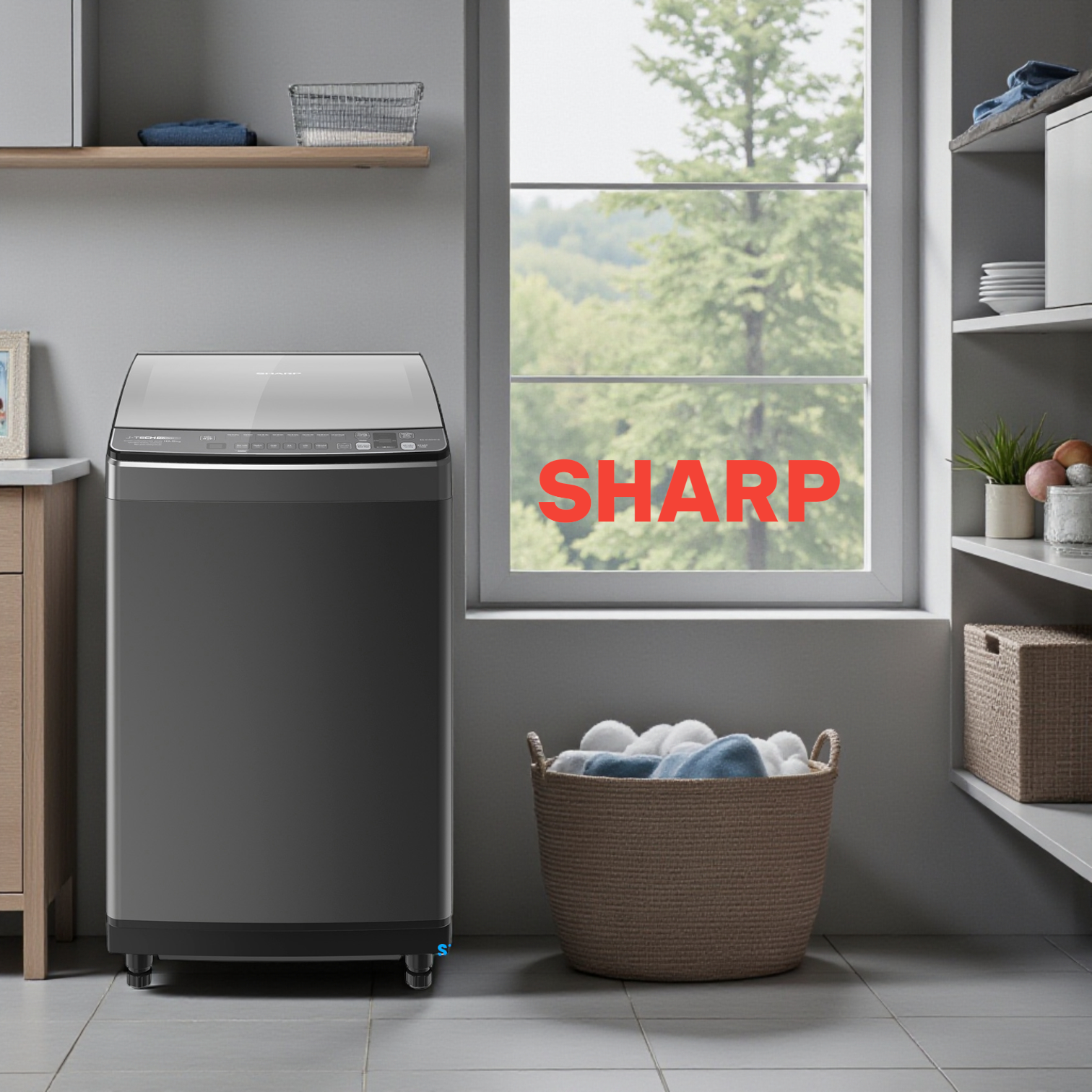 Sharp 17kg top load washer silver