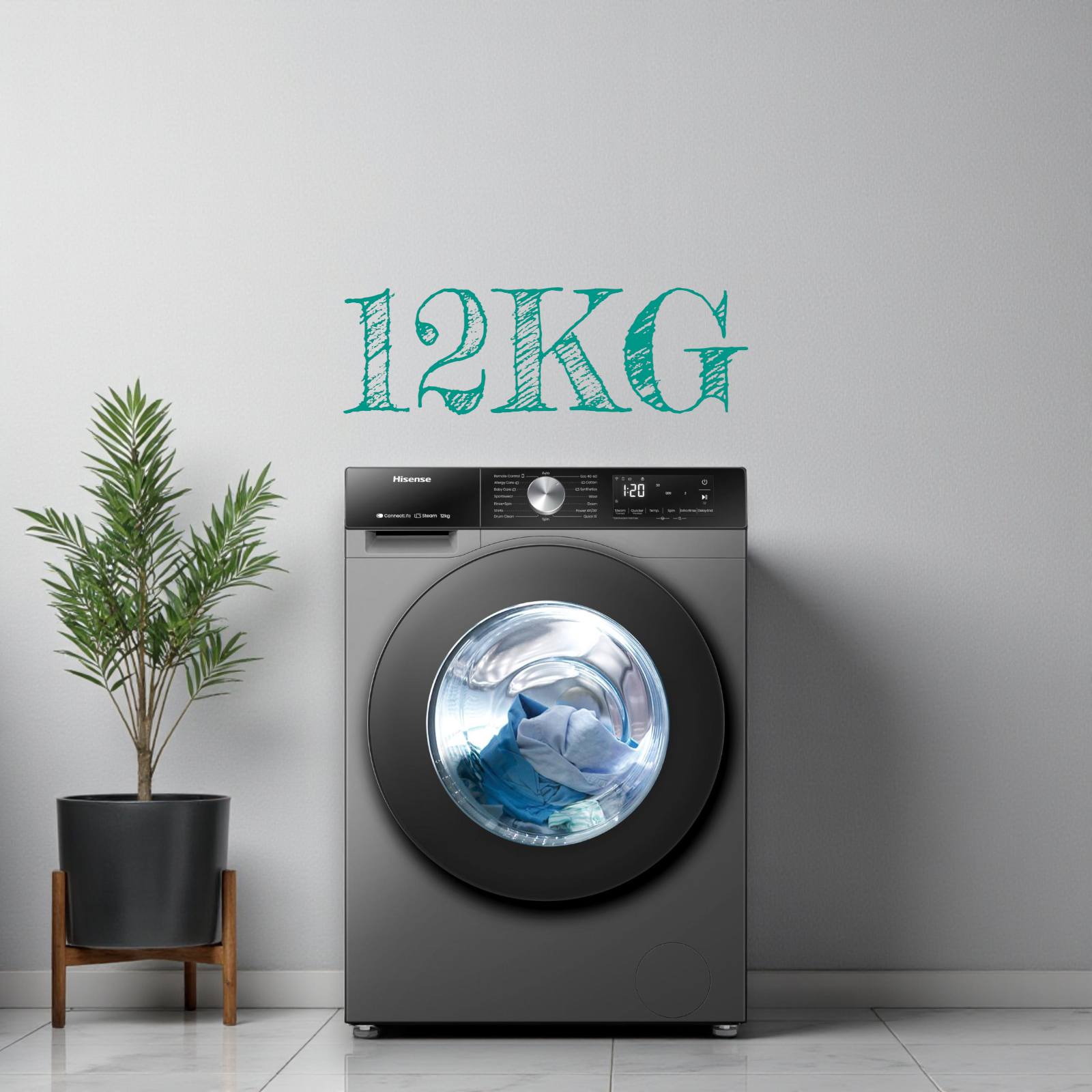 Hisense 12kg front w.m gray wf3s1243BT