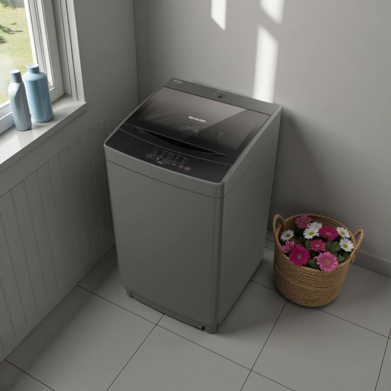 Sharp 15KG top load washer dark gray